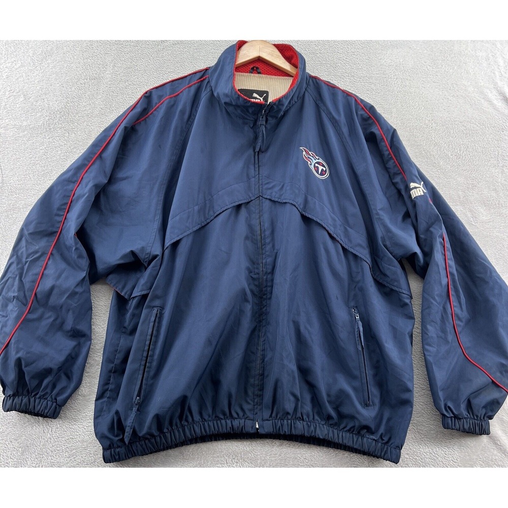 Puma Jacket Mens 2XL Tennessee Titans VTG Nylon Zip Up Embroidered Windbreaker